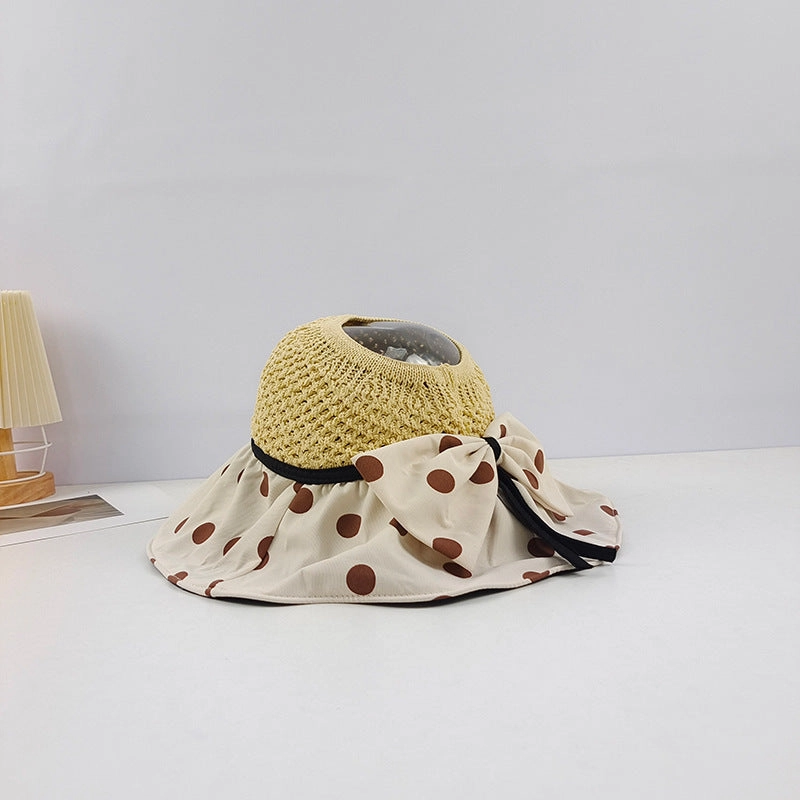 Wholesale Summer Polka Dot Sunscreen Hat Big Brim Empty Hat