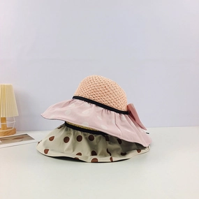 Wholesale Summer Polka Dot Sunscreen Hat Big Brim Empty Hat