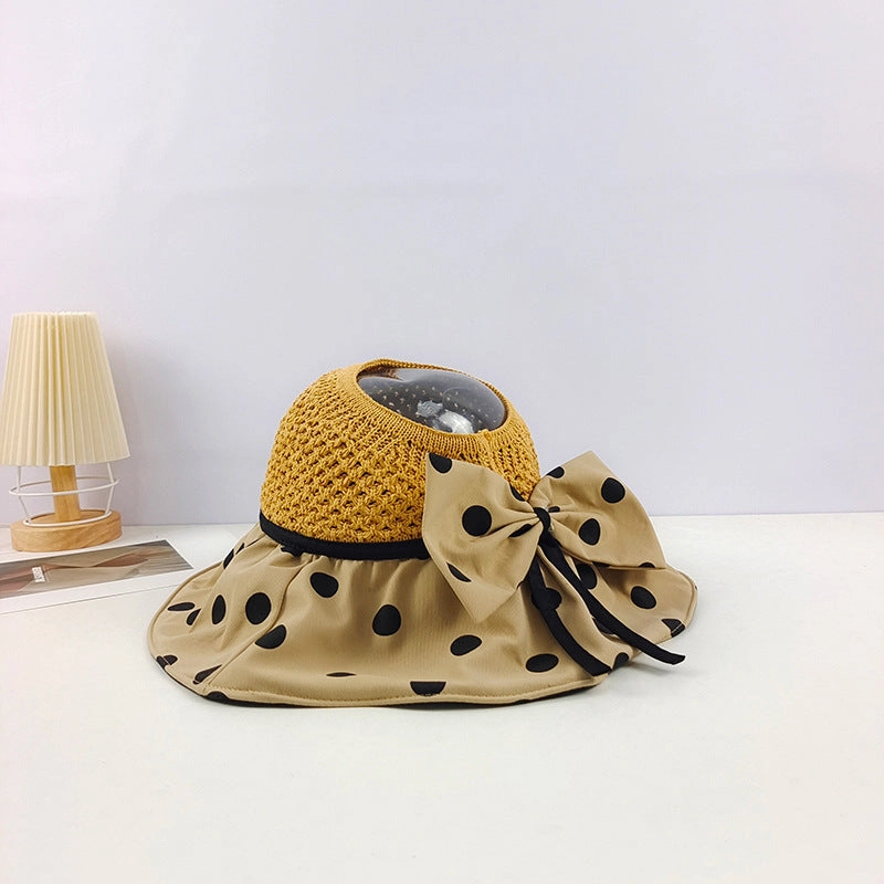 Wholesale Summer Polka Dot Sunscreen Hat Big Brim Empty Hat
