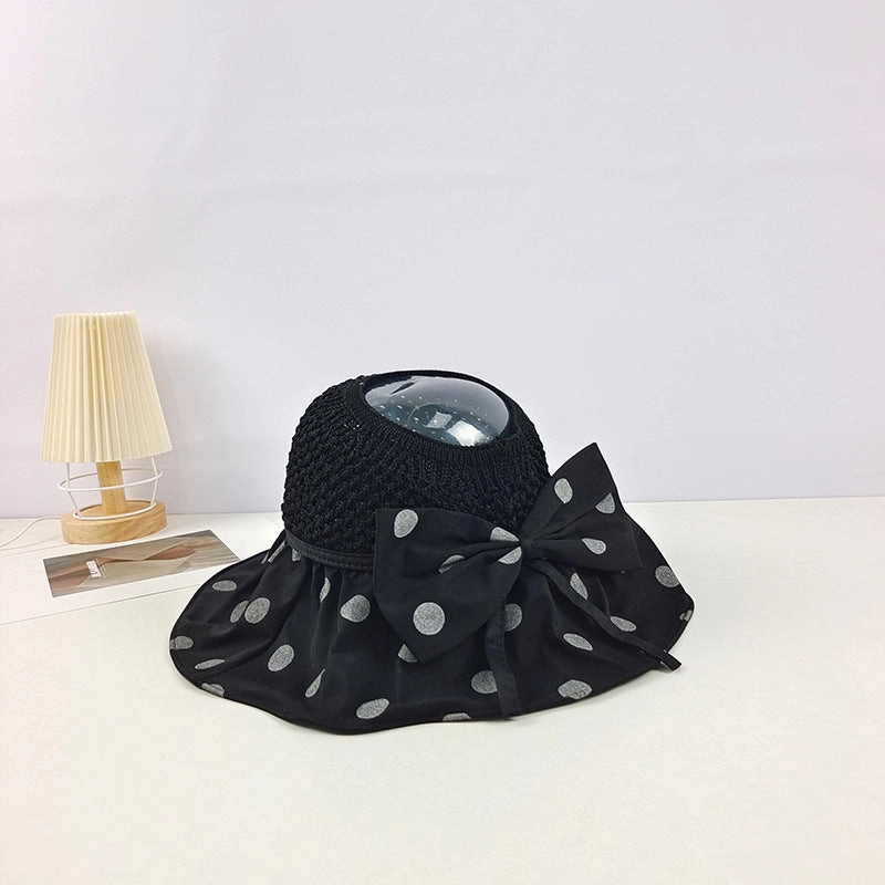Wholesale Summer Polka Dot Sunscreen Hat Big Brim Empty Hat