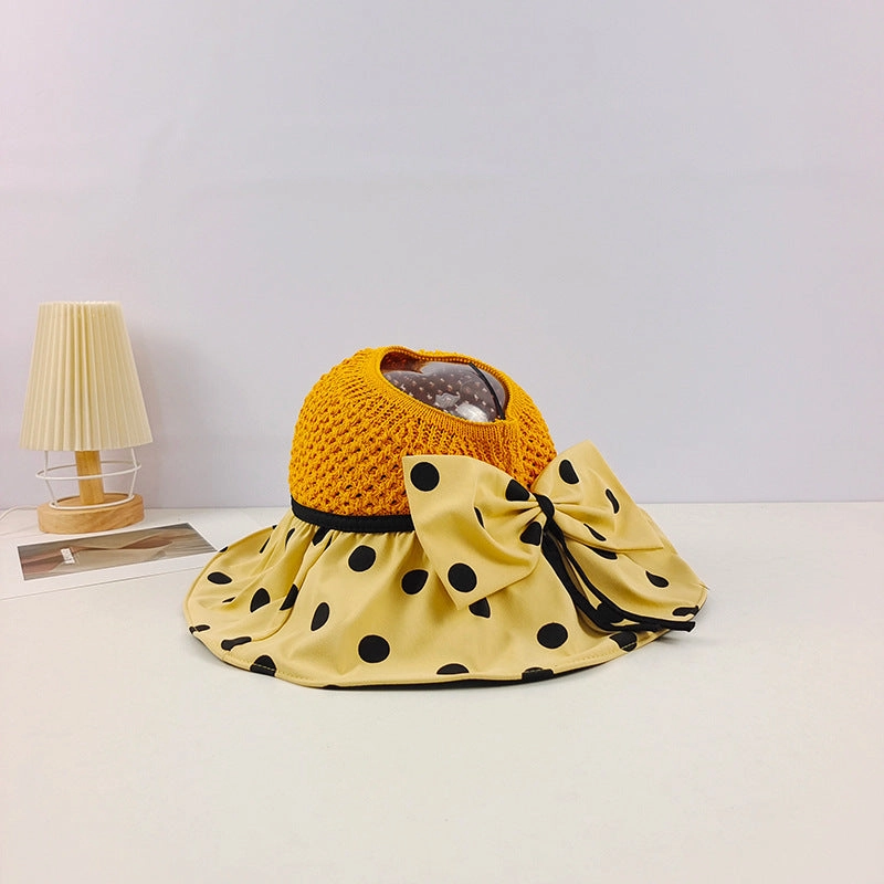 Wholesale Summer Polka Dot Sunscreen Hat Big Brim Empty Hat