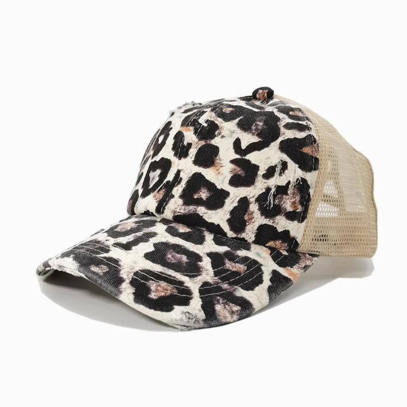 Wholesale Summer, spring and autumn light board old outdoor sunscreen grid washed ponytail baseball cap