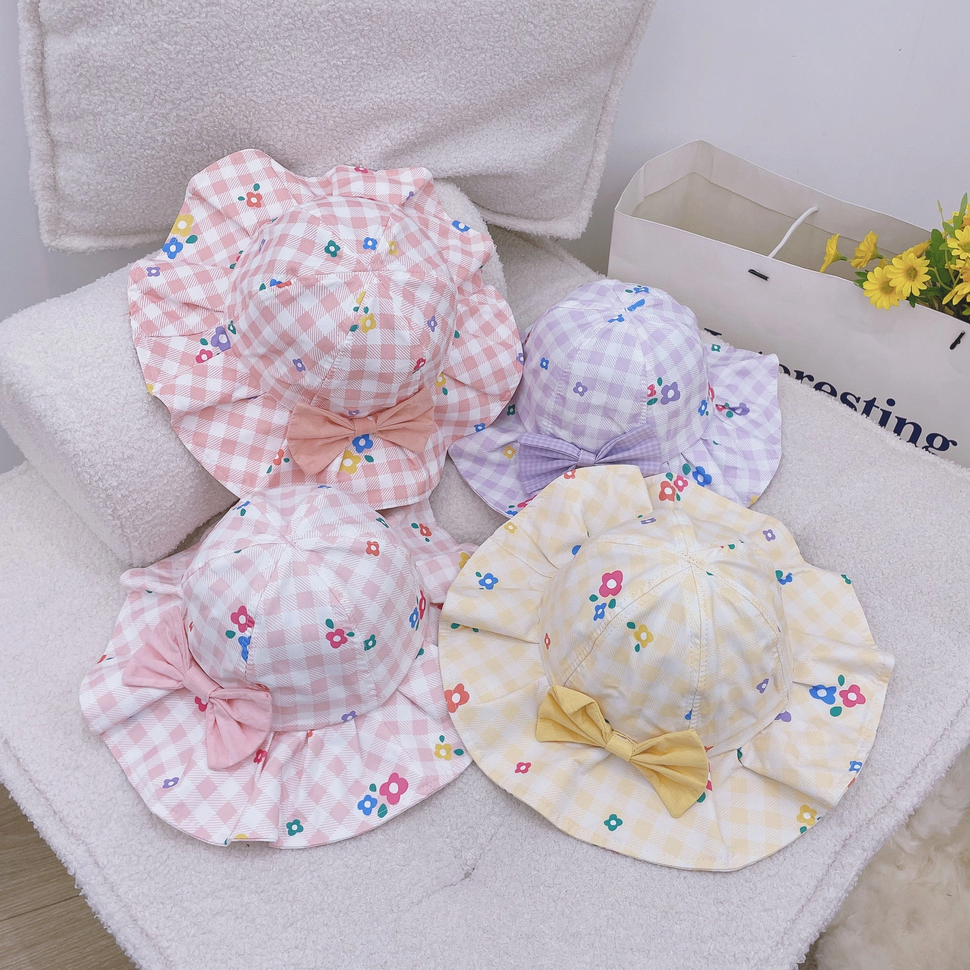 Wholesale Summer Thin Kids Sunscreen Wool Bucket Hat