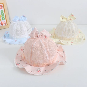 Wholesale Sun Hat Lace Bow Kids Cotton Bucket Hat