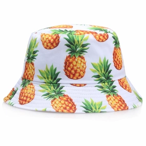 Wholesale Sun Protection Double-sided Pineapple Print Bucket Hat