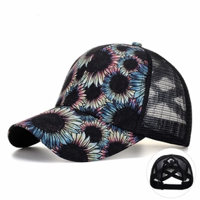 Wholesale Sunflower Ponytail Baseball Cap