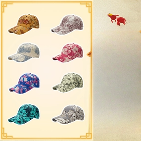 Wholesale The New Big Head Circumference Hard Top Cotton Fashion National Style Landscape Painting Cap