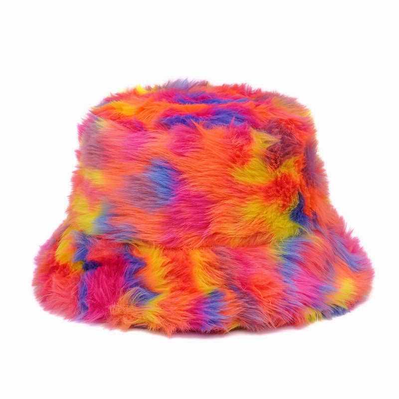 Wholesale Tie Dye Hat Warm Gradient Color Thickened Plush Fisherman Hat