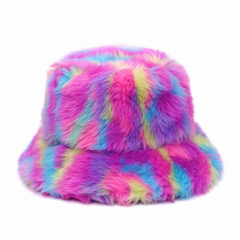 Wholesale Tie Dye Hat Warm Gradient Color Thickened Plush Fisherman Hat