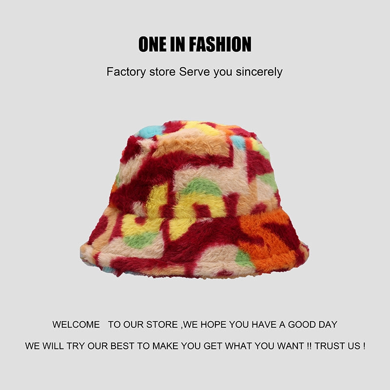 Wholesale Tie-dye Leopard Print Plush Bucket Hat