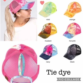 Wholesale Tie-dye ponytail baseball cap with back opening