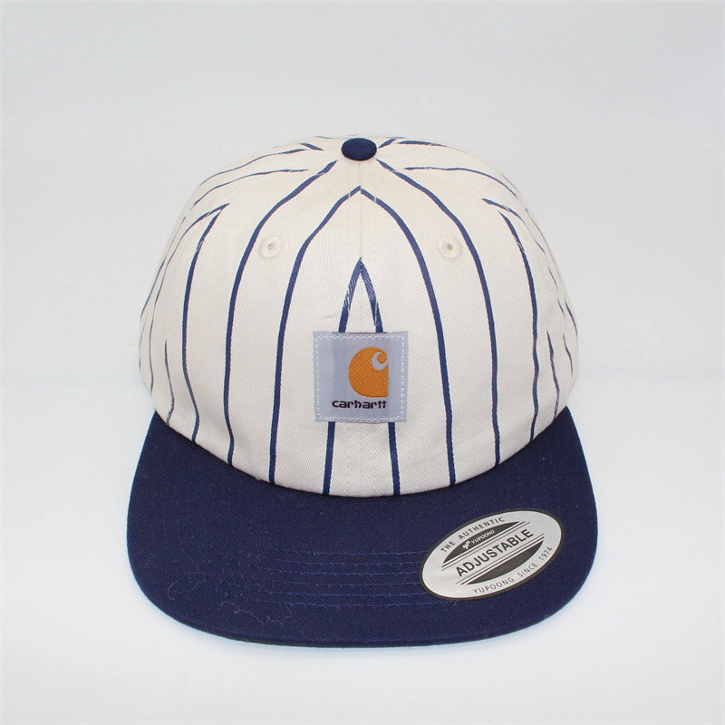 Wholesale Unisex striped retro American style flat brim soft top baseball cap