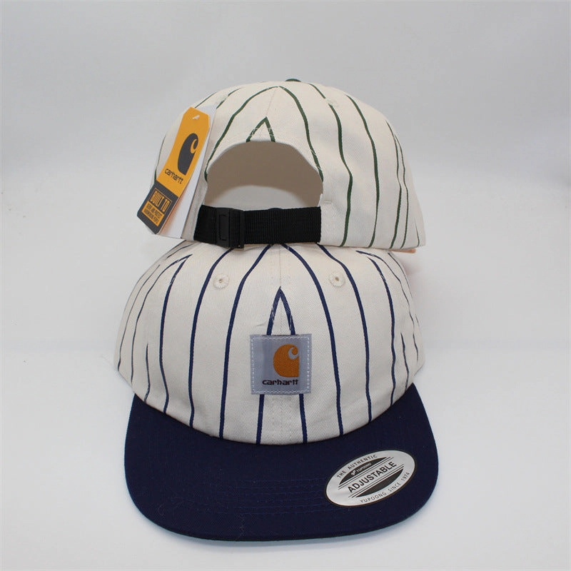 Wholesale Unisex striped retro American style flat brim soft top baseball cap