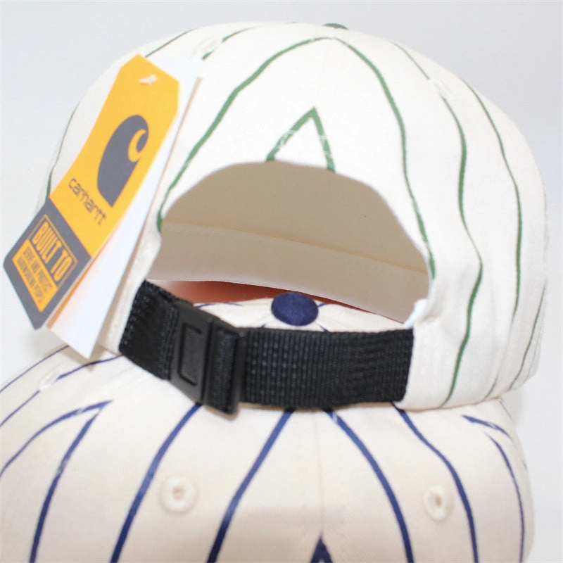 Wholesale Unisex striped retro American style flat brim soft top baseball cap
