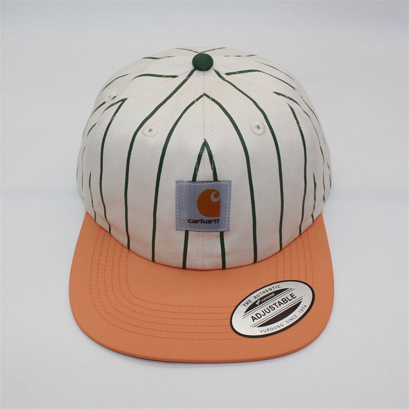 Wholesale Unisex striped retro American style flat brim soft top baseball cap