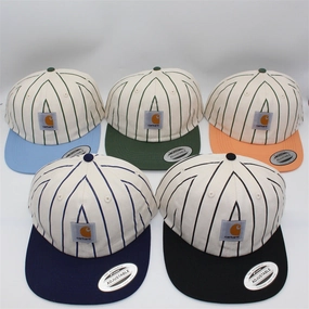 Wholesale Unisex striped retro American style flat brim soft top baseball cap