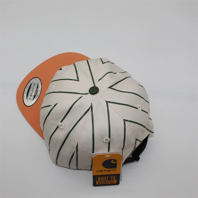 Wholesale Unisex striped retro American style flat brim soft top baseball cap