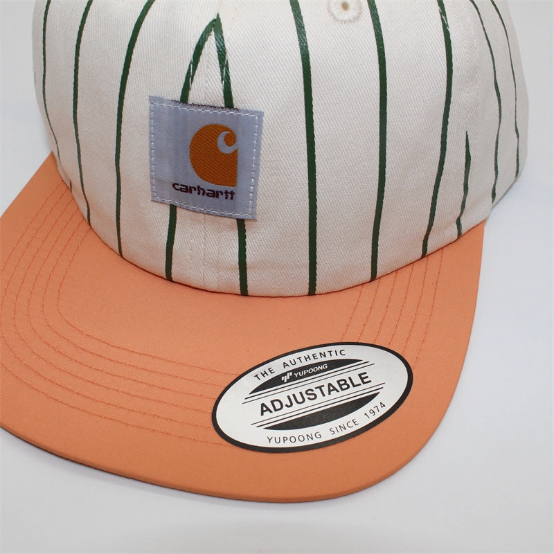 Wholesale Unisex striped retro American style flat brim soft top baseball cap