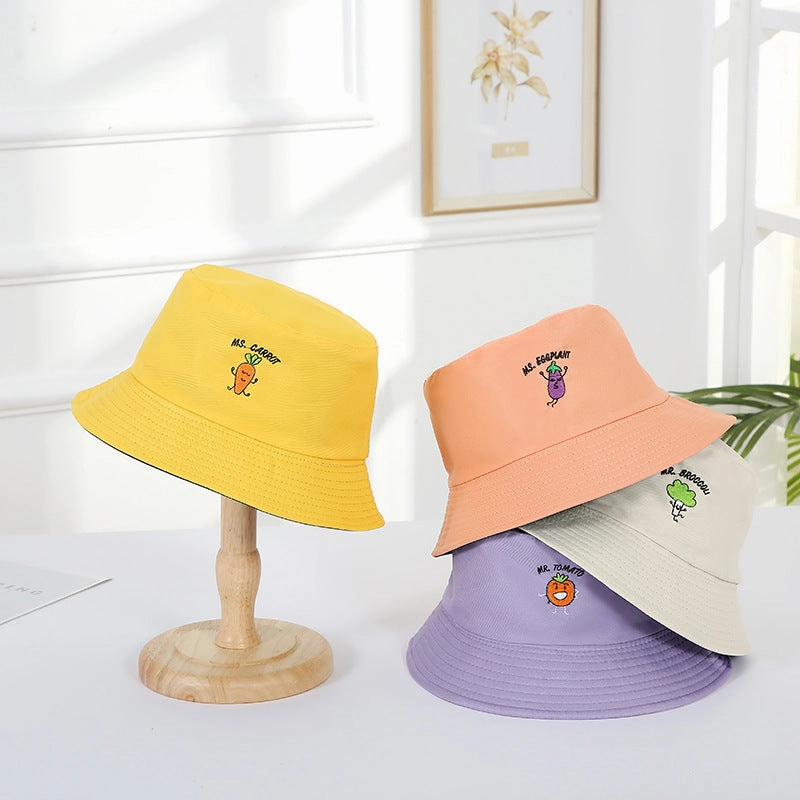 Wholesale Vegetable Embroidery Polyester Sunshade Bucket Hat