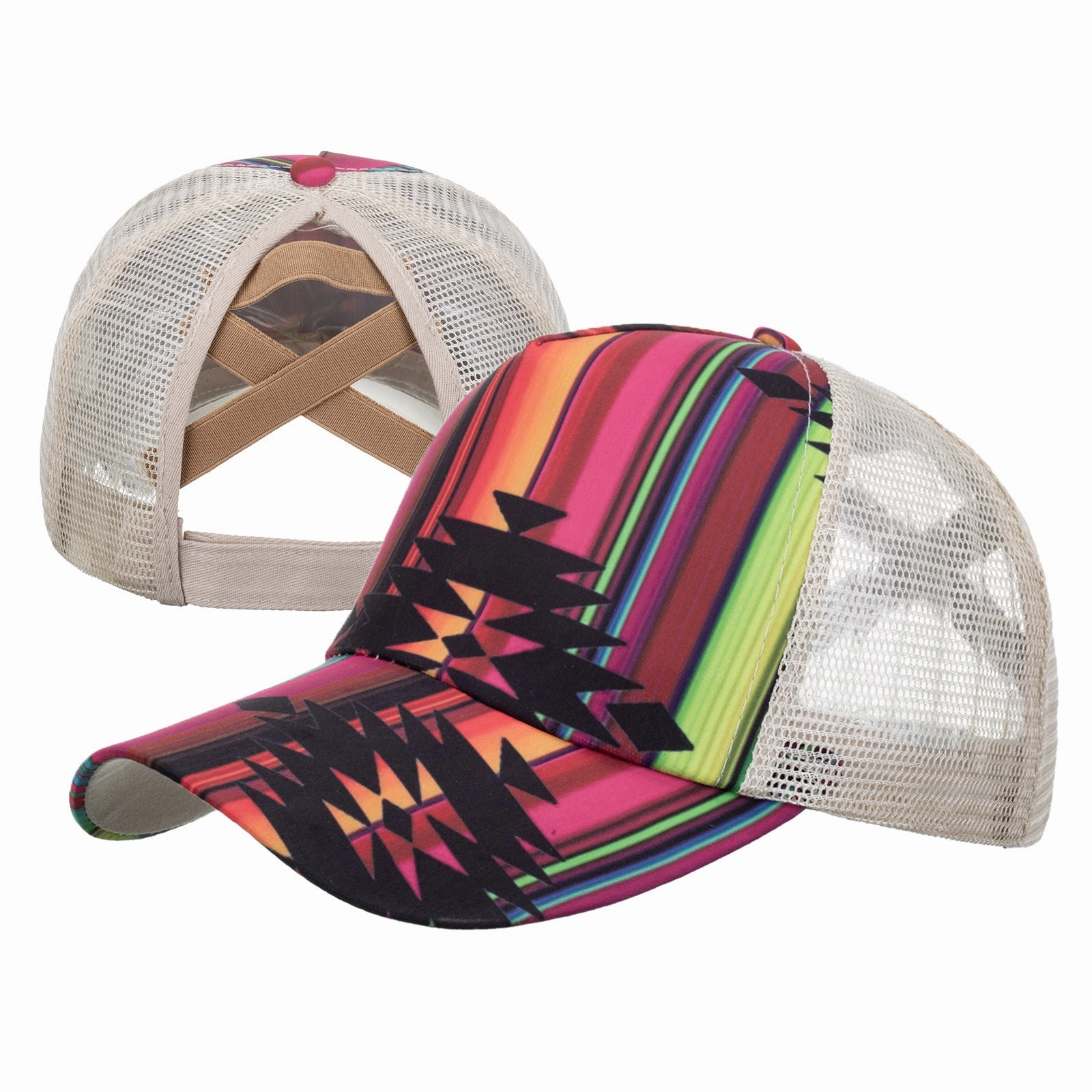 Wholesale Vertical horizontal bar single cross mesh baseball cap