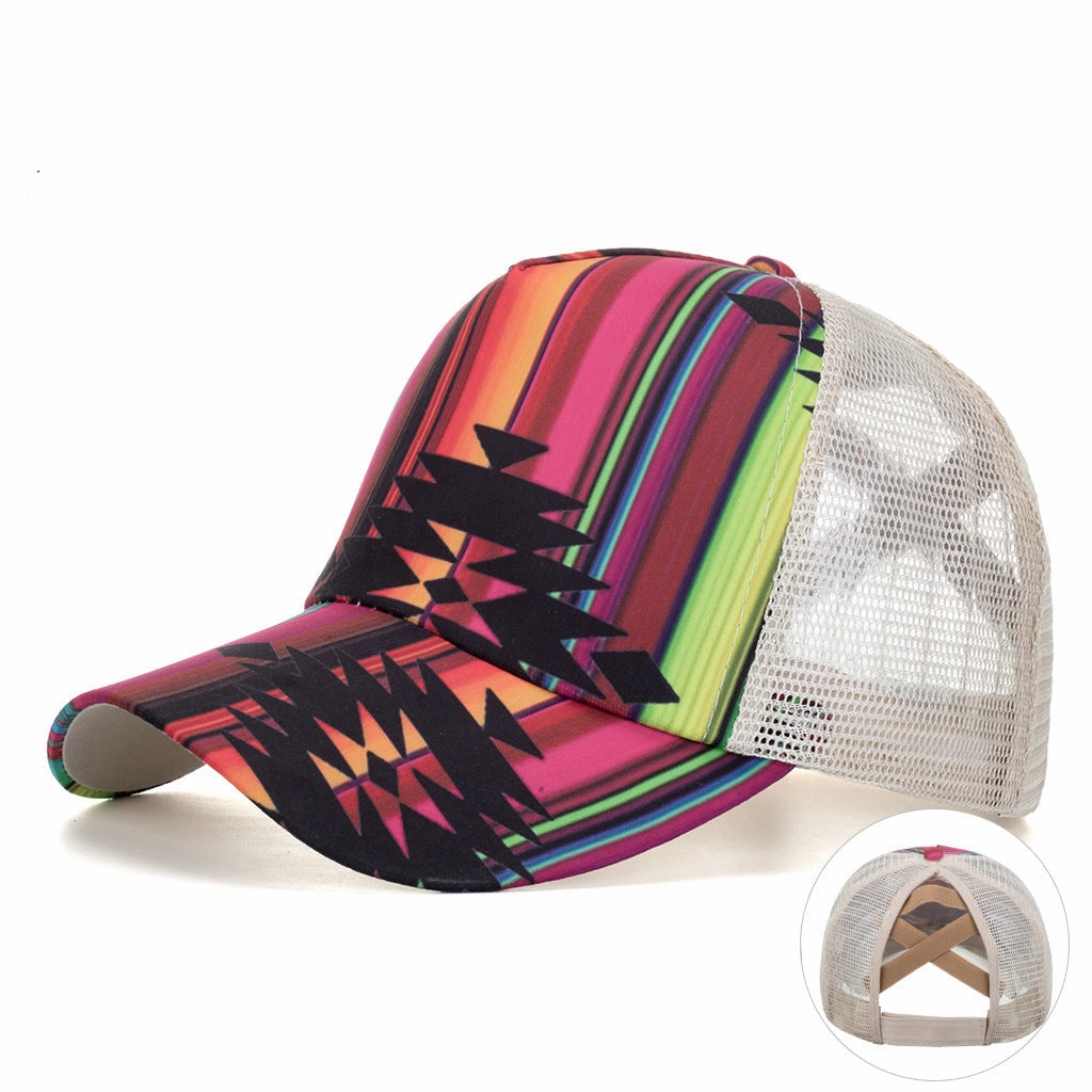 Wholesale Vertical horizontal bar single cross mesh baseball cap