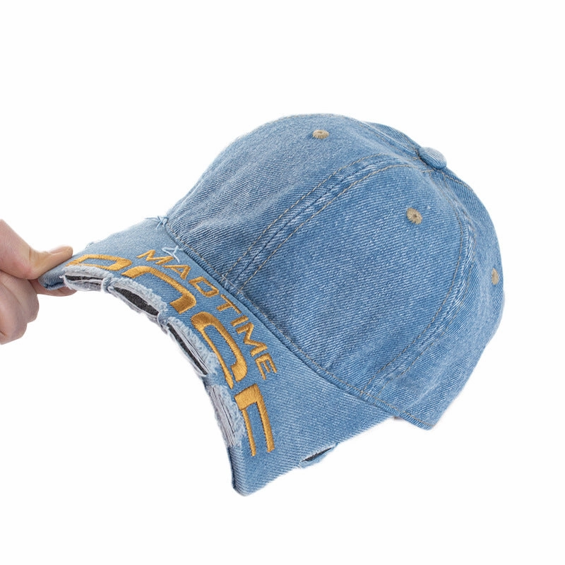 Wholesale Vintage broken brim leopard print large head circumference raw edge distressed baseball cap
