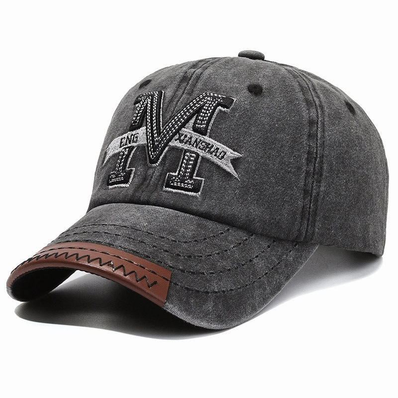 Wholesale Vintage Outdoor Washed Denim Distressed Letter M Embroidered Baseball Cap