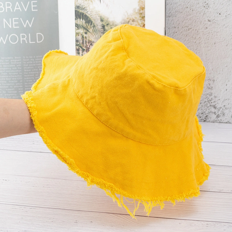 Wholesale Vintage Raw Edge Sunshade Bucket Hat