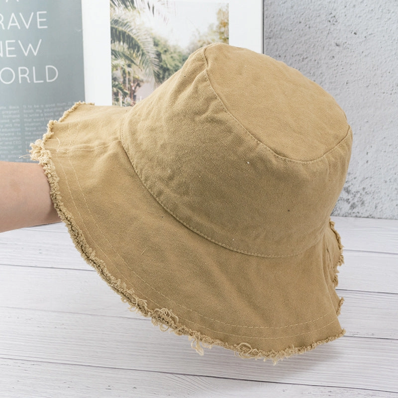 Wholesale Vintage Raw Edge Sunshade Bucket Hat