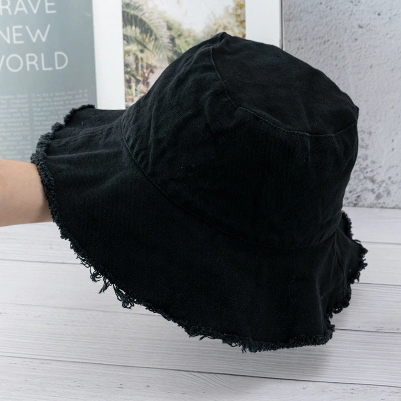 Wholesale Vintage Raw Edge Sunshade Bucket Hat