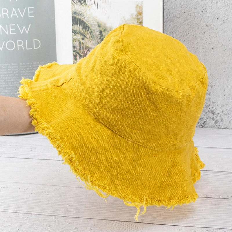 Wholesale Vintage Raw Edge Sunshade Bucket Hat