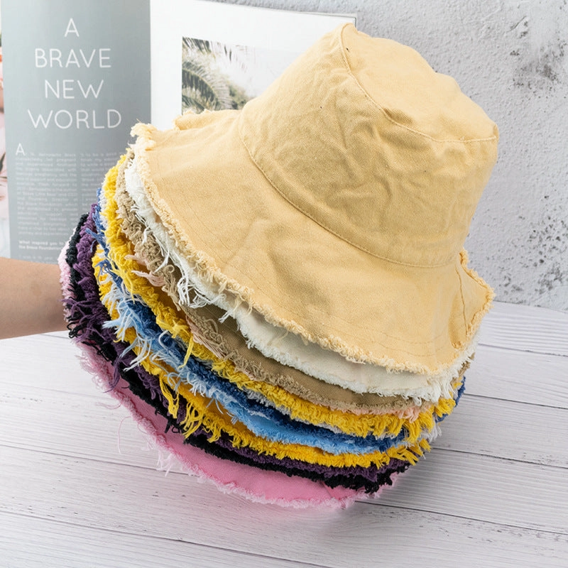 Wholesale Vintage Raw Edge Sunshade Bucket Hat
