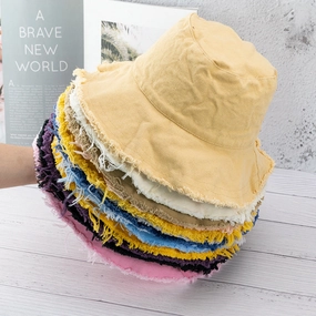 Wholesale Vintage Raw Edge Sunshade Bucket Hat