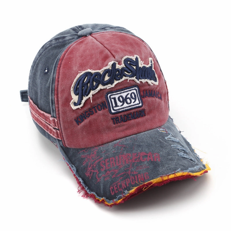Wholesale Vintage washed distressed letter embroidered hole baseball cap