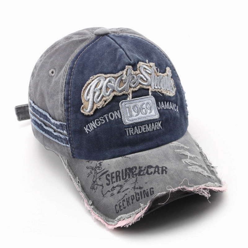 Wholesale Vintage washed distressed letter embroidered hole baseball cap