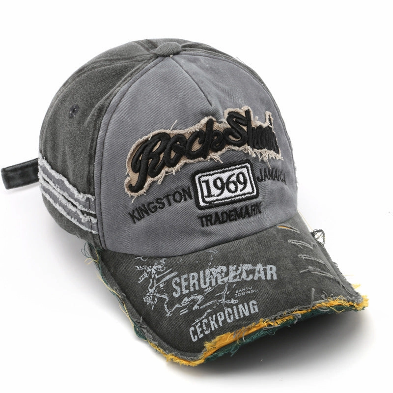 Wholesale Vintage washed distressed letter embroidered hole baseball cap