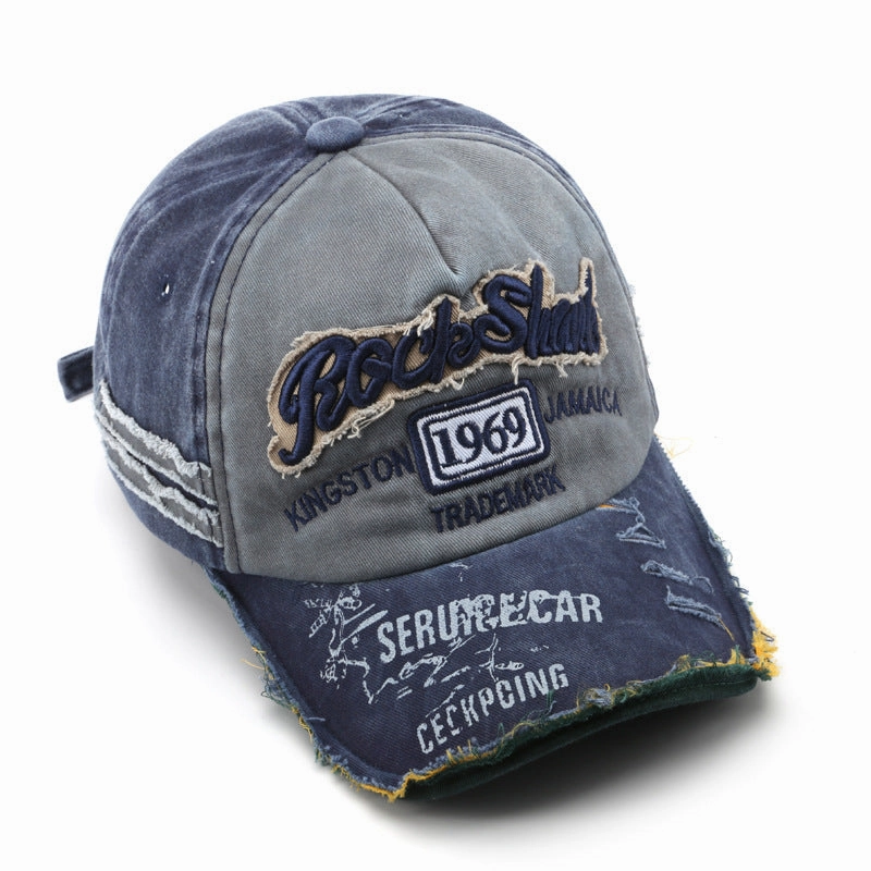 Wholesale Vintage washed distressed letter embroidered hole baseball cap