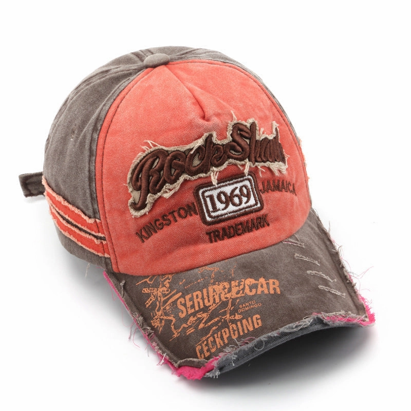 Wholesale Vintage washed distressed letter embroidered hole baseball cap