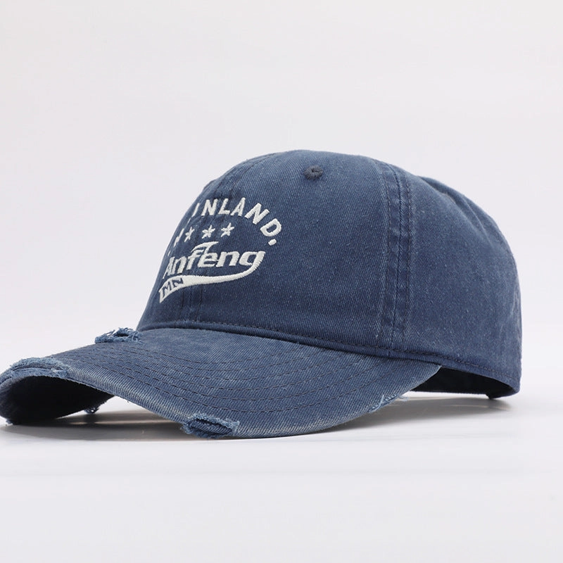 Wholesale Vintage Washed Embroidered Large Head Circumference Cotton Soft-topped Cap