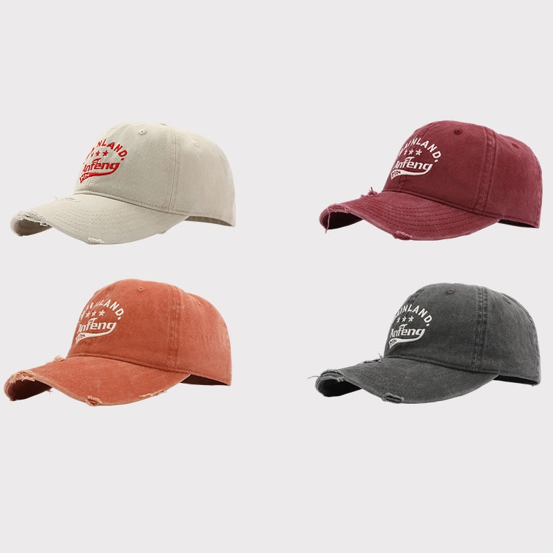 Wholesale Vintage Washed Embroidered Large Head Circumference Cotton Soft-topped Cap