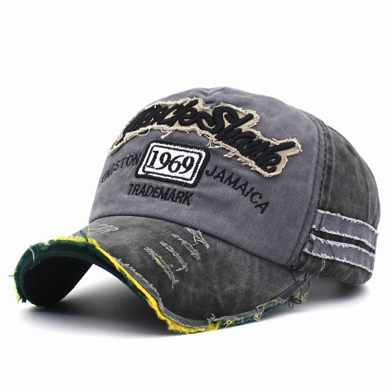 Wholesale Vintage Washed Torn Edges, Retro Letter Embroidered Baseball Cap
