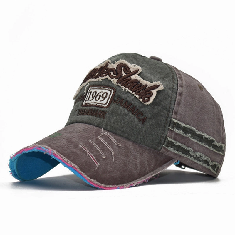 Wholesale Vintage Washed Torn Edges, Retro Letter Embroidered Baseball Cap