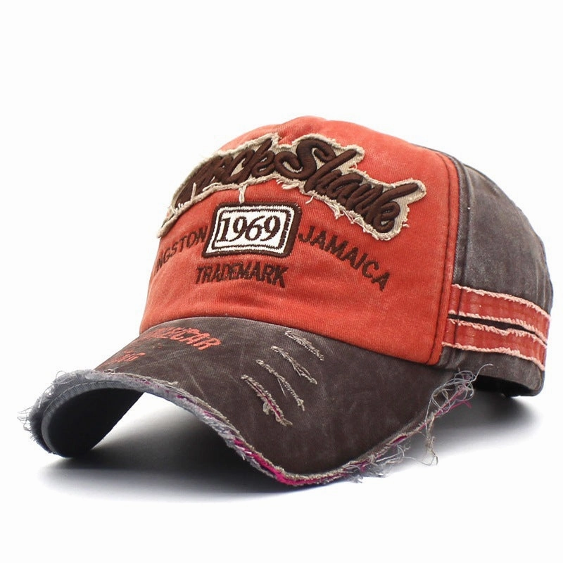 Wholesale Vintage Washed Torn Edges, Retro Letter Embroidered Baseball Cap