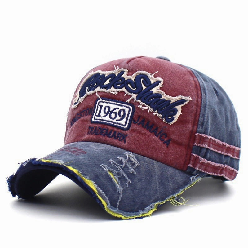 Wholesale Vintage Washed Torn Edges, Retro Letter Embroidered Baseball Cap