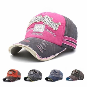 Wholesale Vintage Washed Torn Edges, Retro Letter Embroidered Baseball Cap