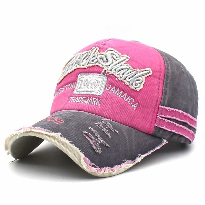Wholesale Vintage Washed Torn Edges, Retro Letter Embroidered Baseball Cap