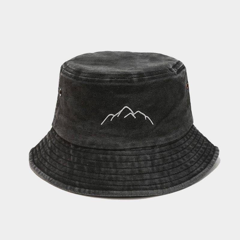 Wholesale Washed and Distressed Mountain Embroidery Vintage Bucket Hat
