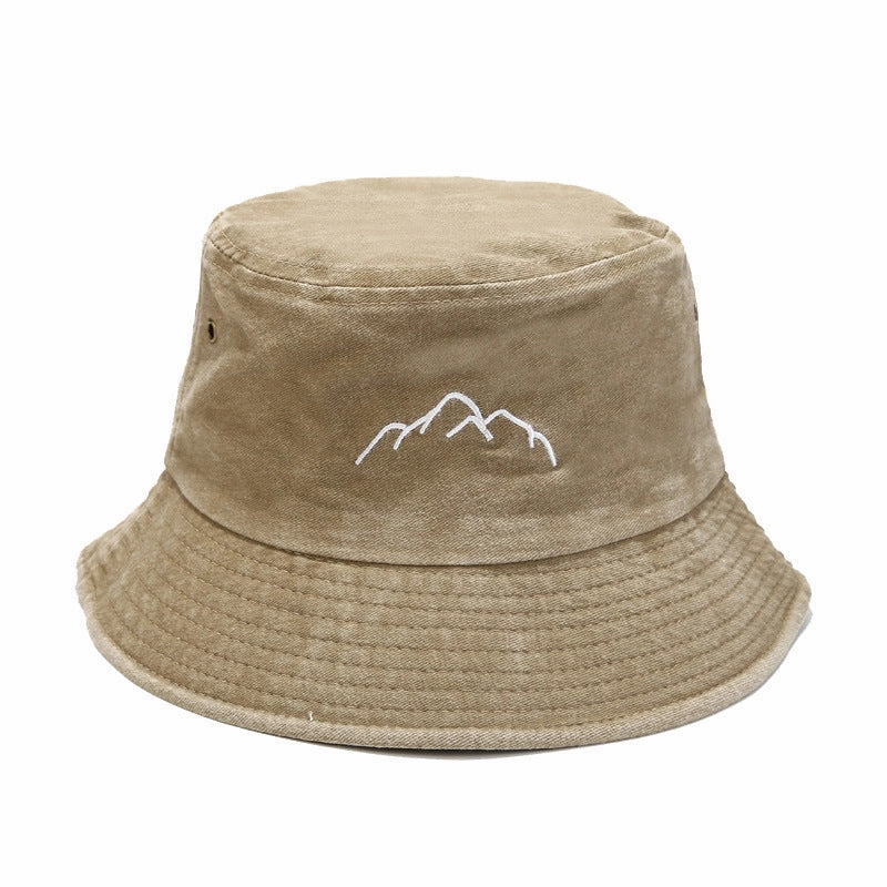 Wholesale Washed and Distressed Mountain Embroidery Vintage Bucket Hat