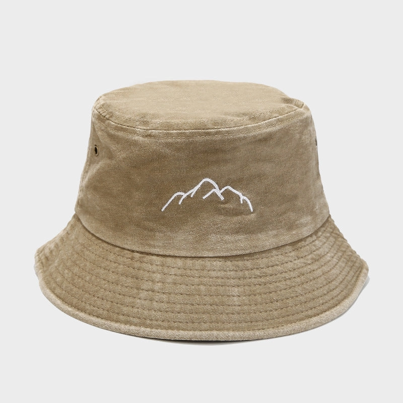 Wholesale Washed and Distressed Mountain Embroidery Vintage Bucket Hat