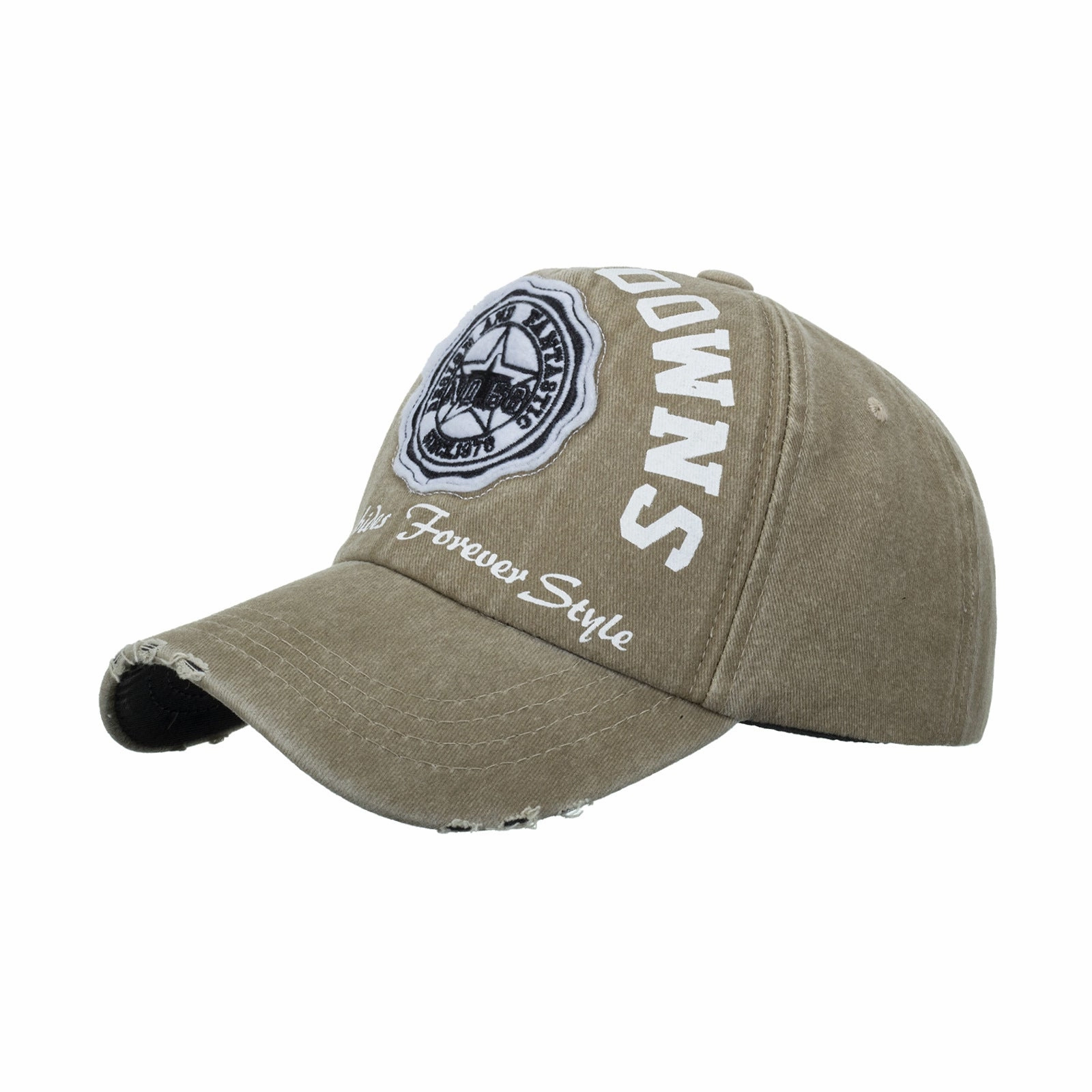 Wholesale Washed cotton alphabet print patch embroidered baseball cap